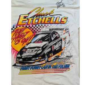 VTG 90s Chuck Etchells 1995 NHRA Drag Racing TShirt Large USA Single Stitch Auto